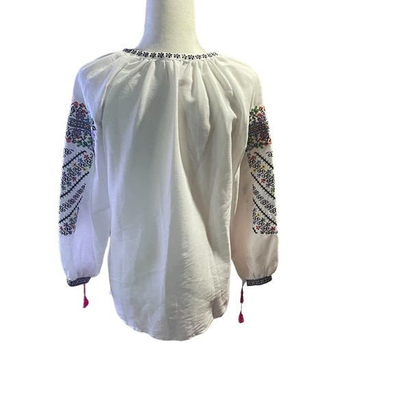 Ukrainian Embroidered Cross Stitch Folk Blouse-Size Medium/Large-Heavy Cotton - Picture 4 of 12